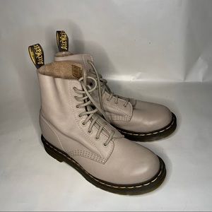 dr. martens pascal grey/tan boots